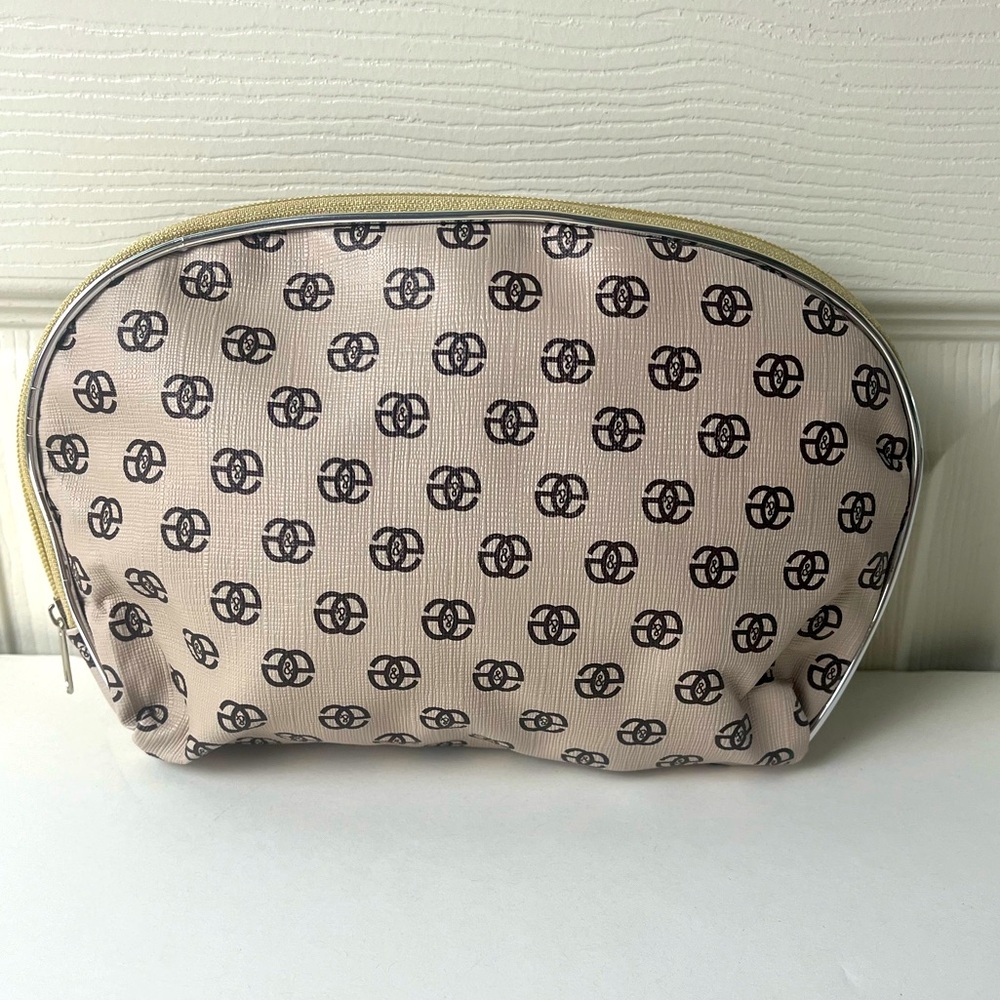 Beige Patterned Cosmetic Bag - image 1